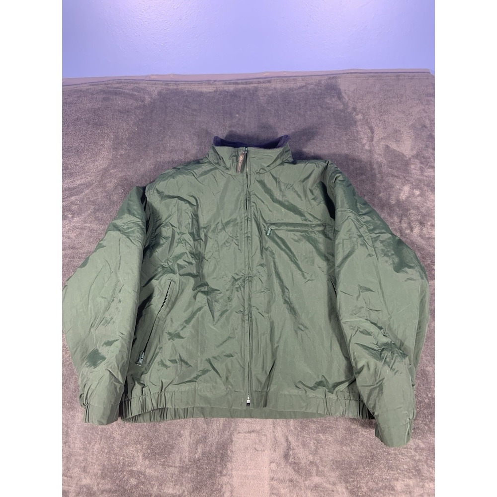 Eddie Bauer Outdoor Green Full Zip Warm Up Jacket Fleece Lining Hip Length XL